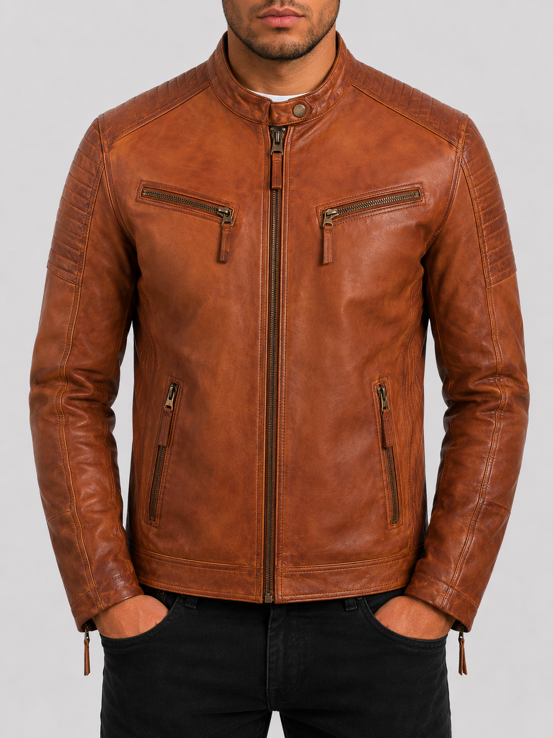 Timber leather biker jacket - National Day of the Cowboy