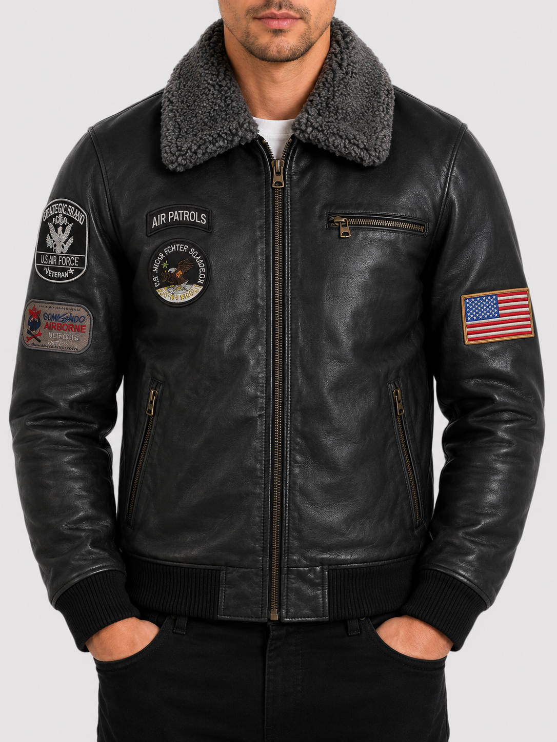 American pilot leather jacket with fur collar - USAAF heritage