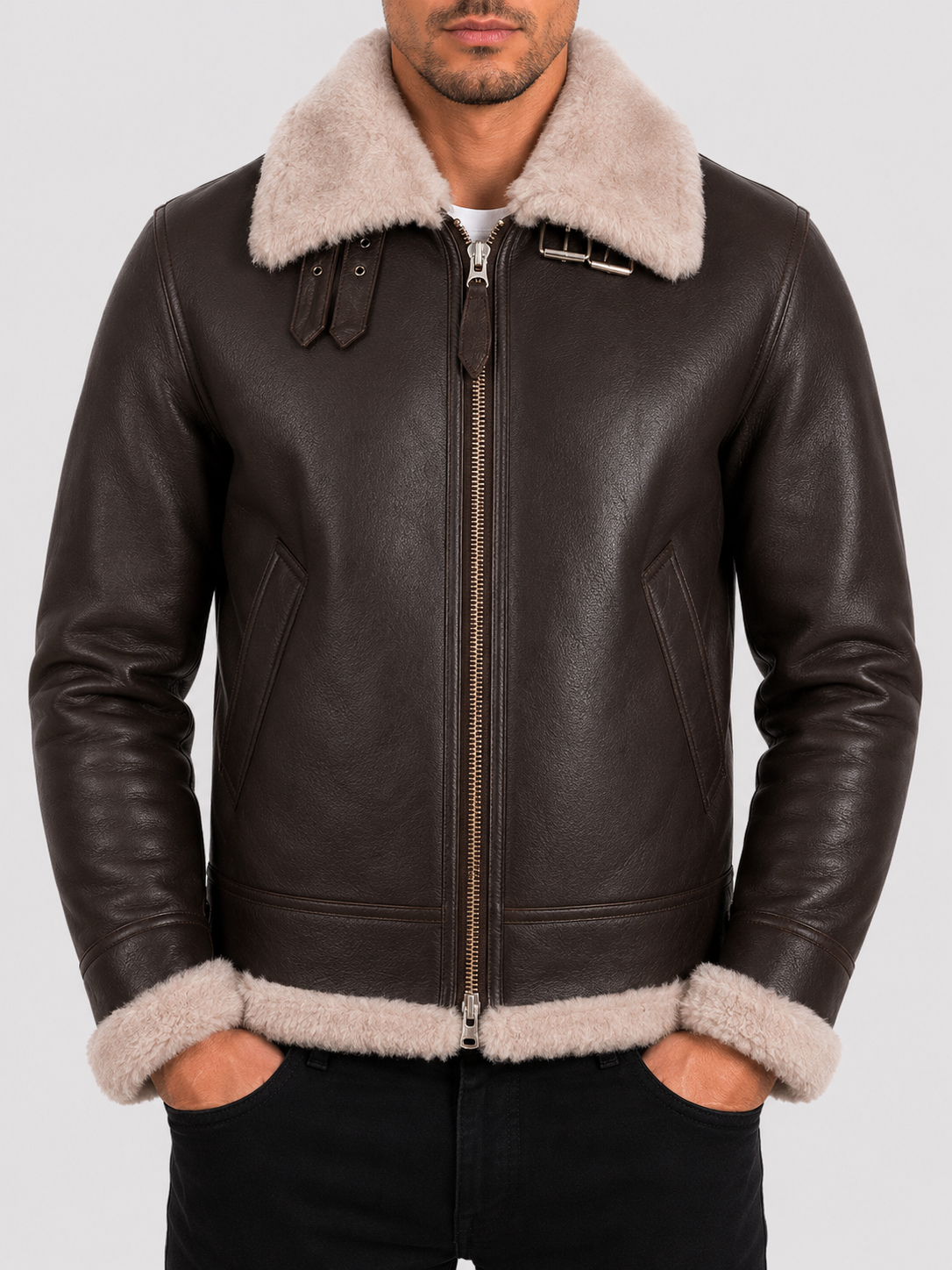 Brown shearling leather jacket - fall 2026 trends