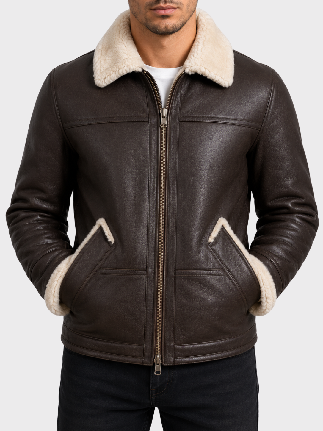 Brown sheepskin shearling jacket - cowhide vs sheepskin