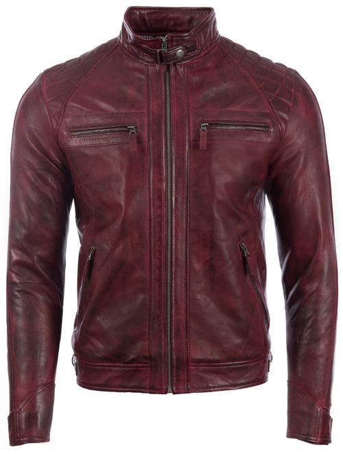 Alder & Stone Men's Biker Jacket - Pepsi