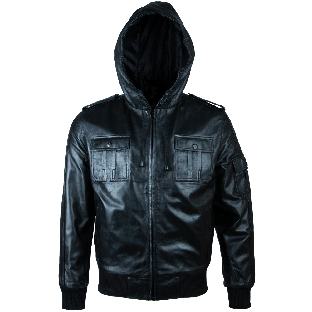Alder & Stone Men's Hood Bomber Jacket - Black