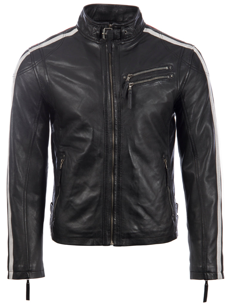 Alder & Stone Men's Racing Biker Jacket - Black