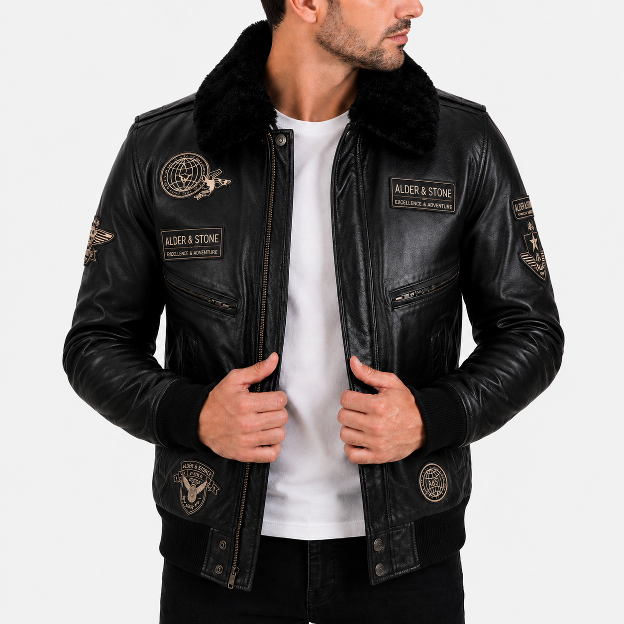 Alder & Stone Men's Air Force Jacket - Black