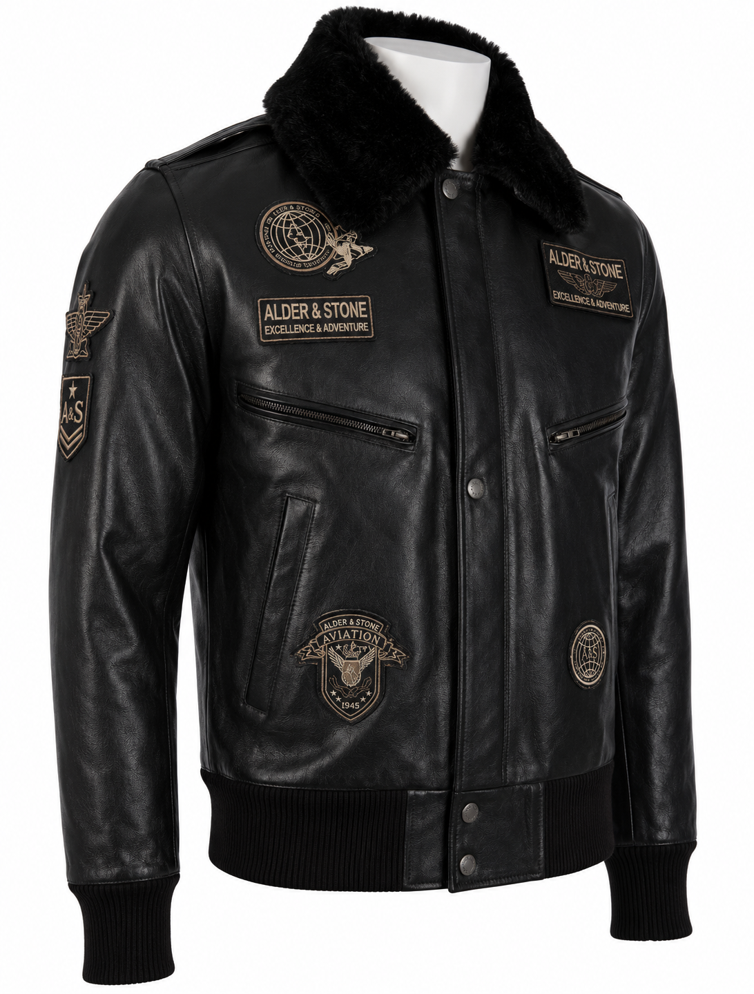 Alder & Stone Men's Air Force Jacket - Black