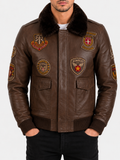 Alder & Stone Men's Aviator Bomber Jacket - Cocoa