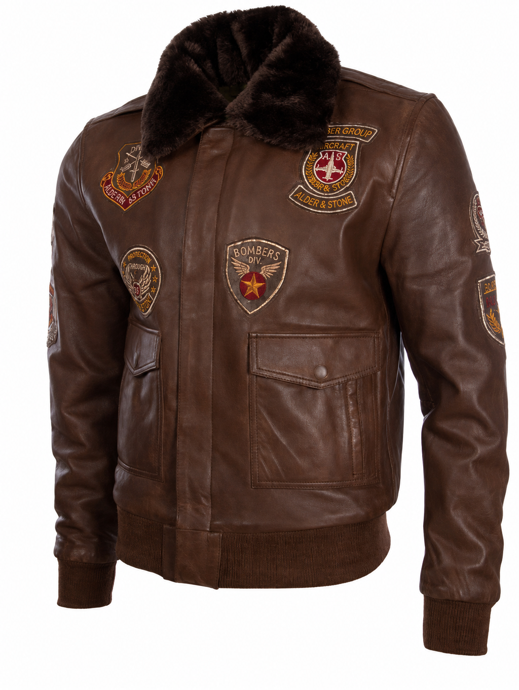 Alder & Stone Men's Aviator Bomber Jacket - Cocoa