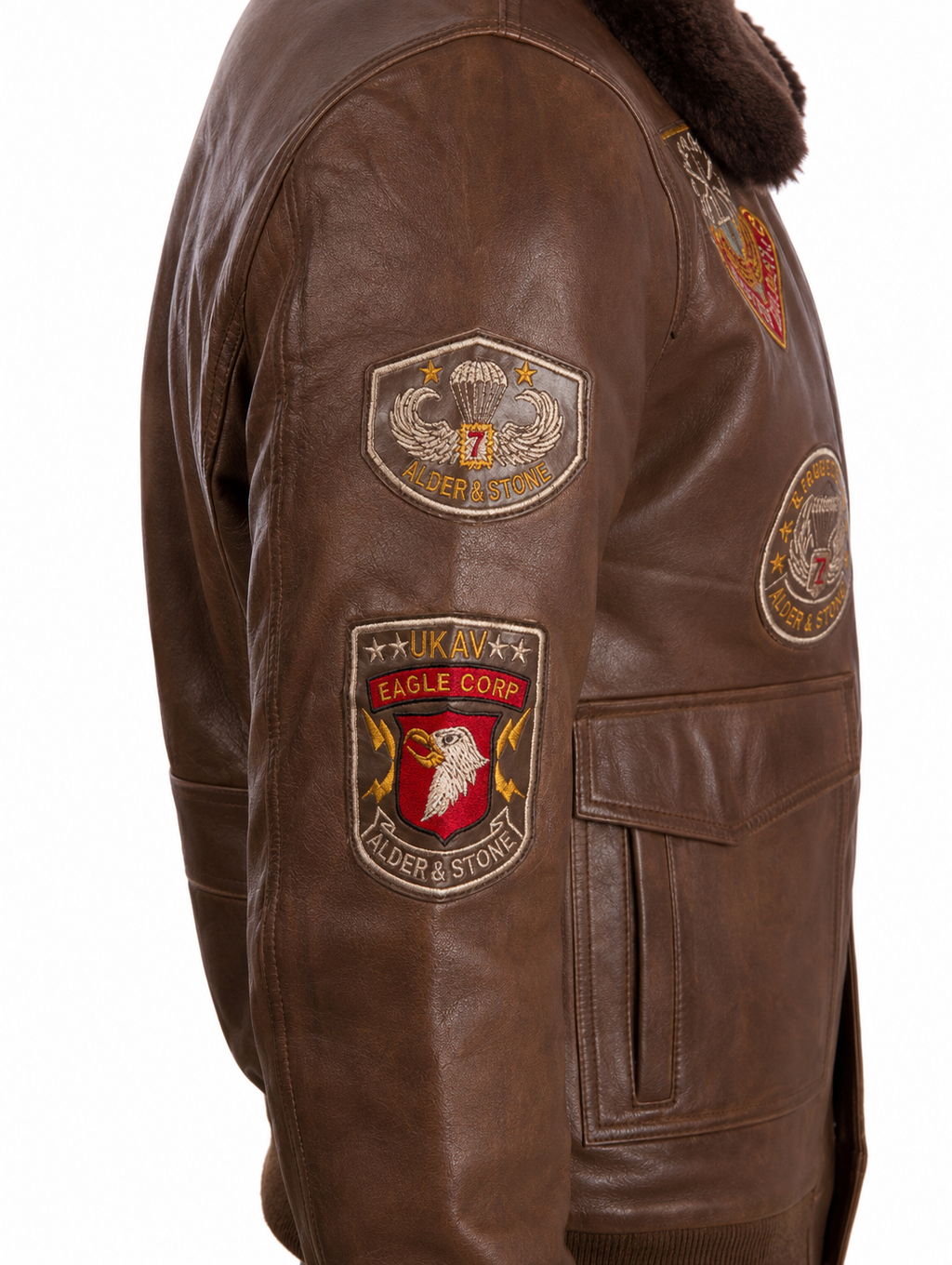 Alder & Stone Men's Aviator Bomber Jacket - Cocoa