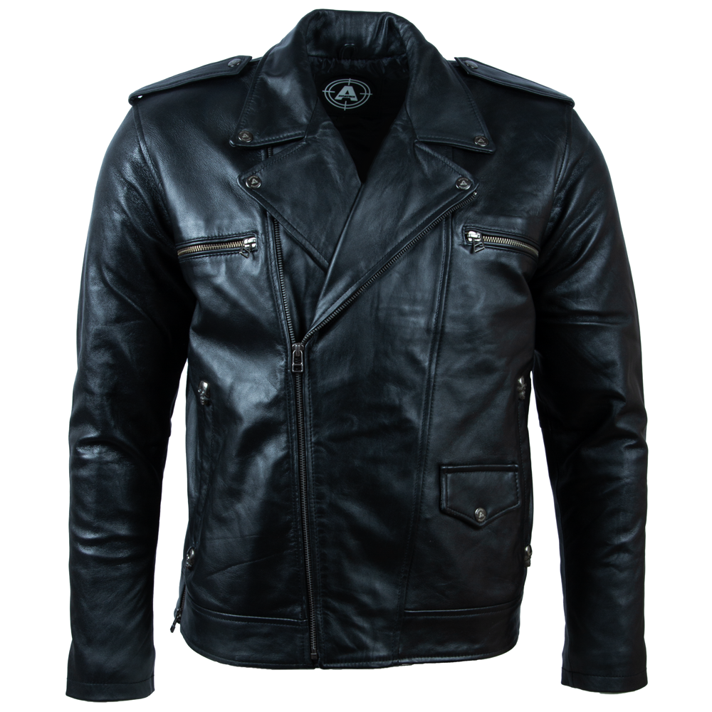 Alder & Stone Men's Skull Biker Jacket - Black