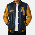 Alder & Stone Men's Varsity Jacket - Navy/Mustard