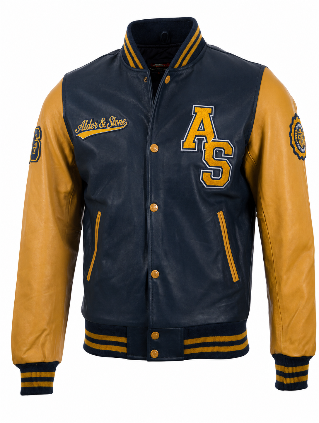 Alder & Stone Men's Varsity Jacket - Navy/Mustard