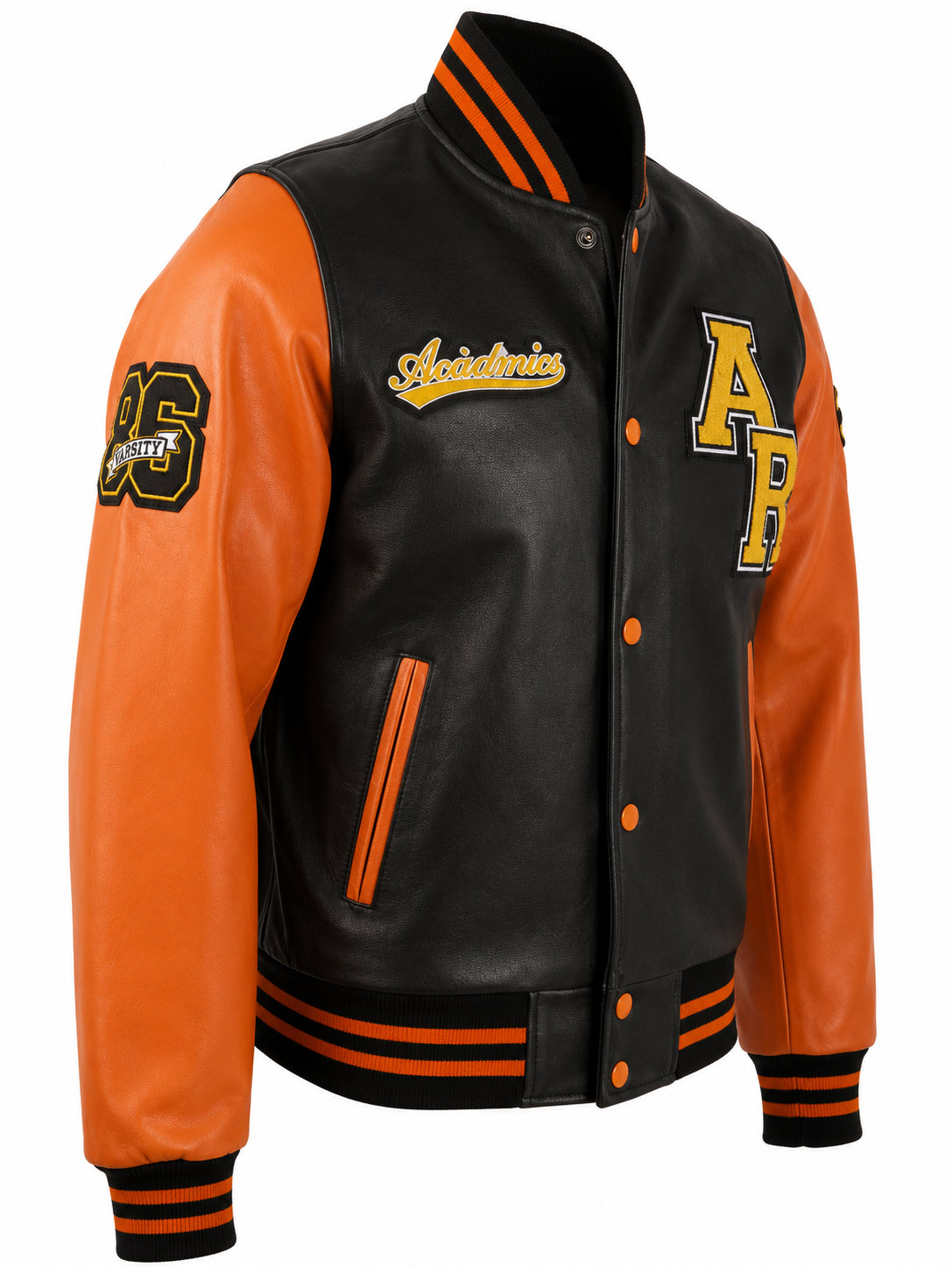 Alder & Stone Men's Varsity Jacket - Black/Orange