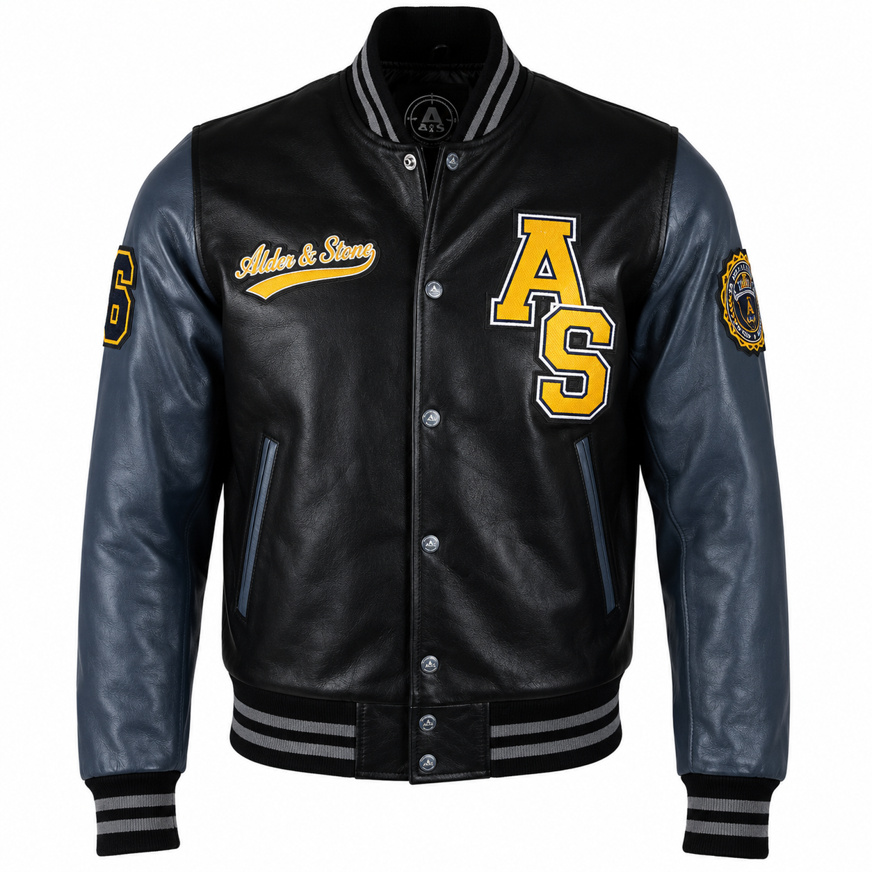 Alder & Stone Men's Varsity Jacket - Black/Grey