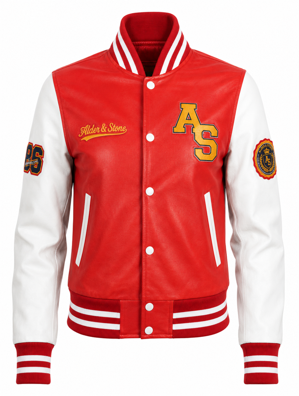 Alder & Stone Women's Varsity Jacket - Red/White