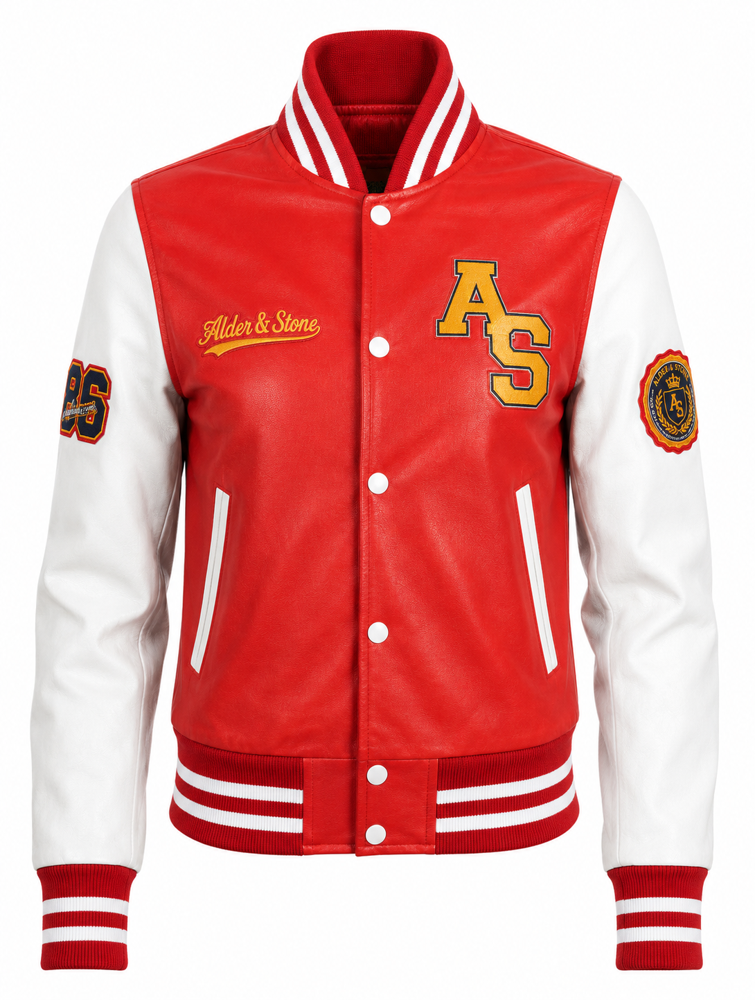 Alder & Stone Women's Varsity Jacket - Red/White
