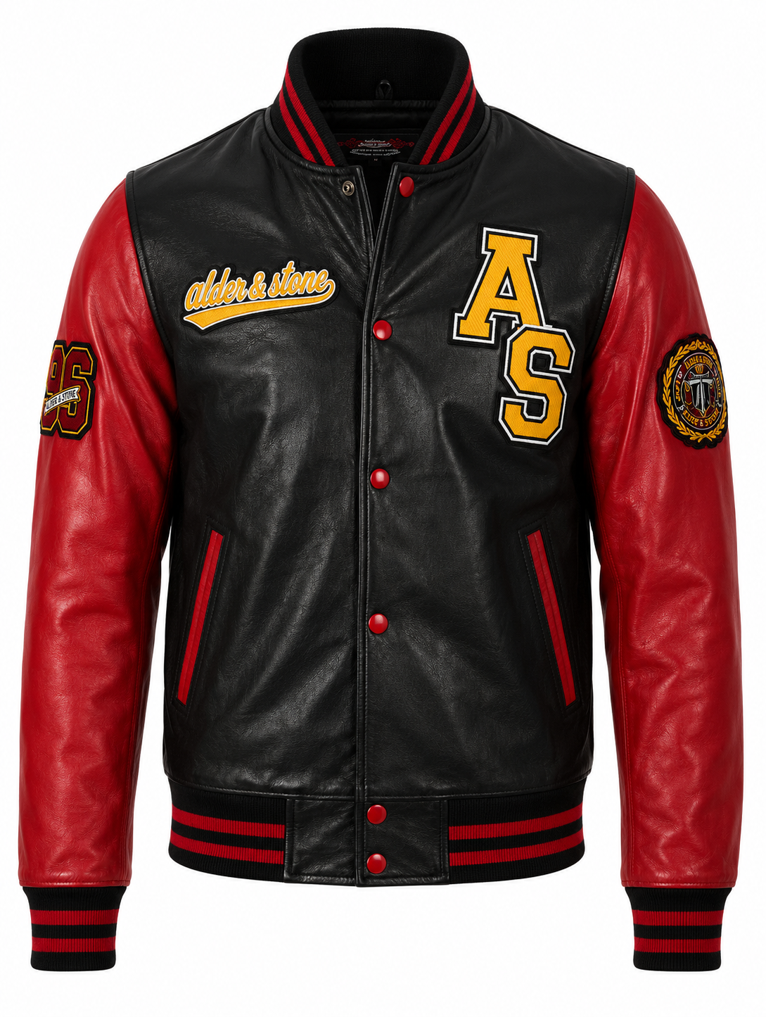 Alder & Stone Men's Varsity Jacket - Black/Red