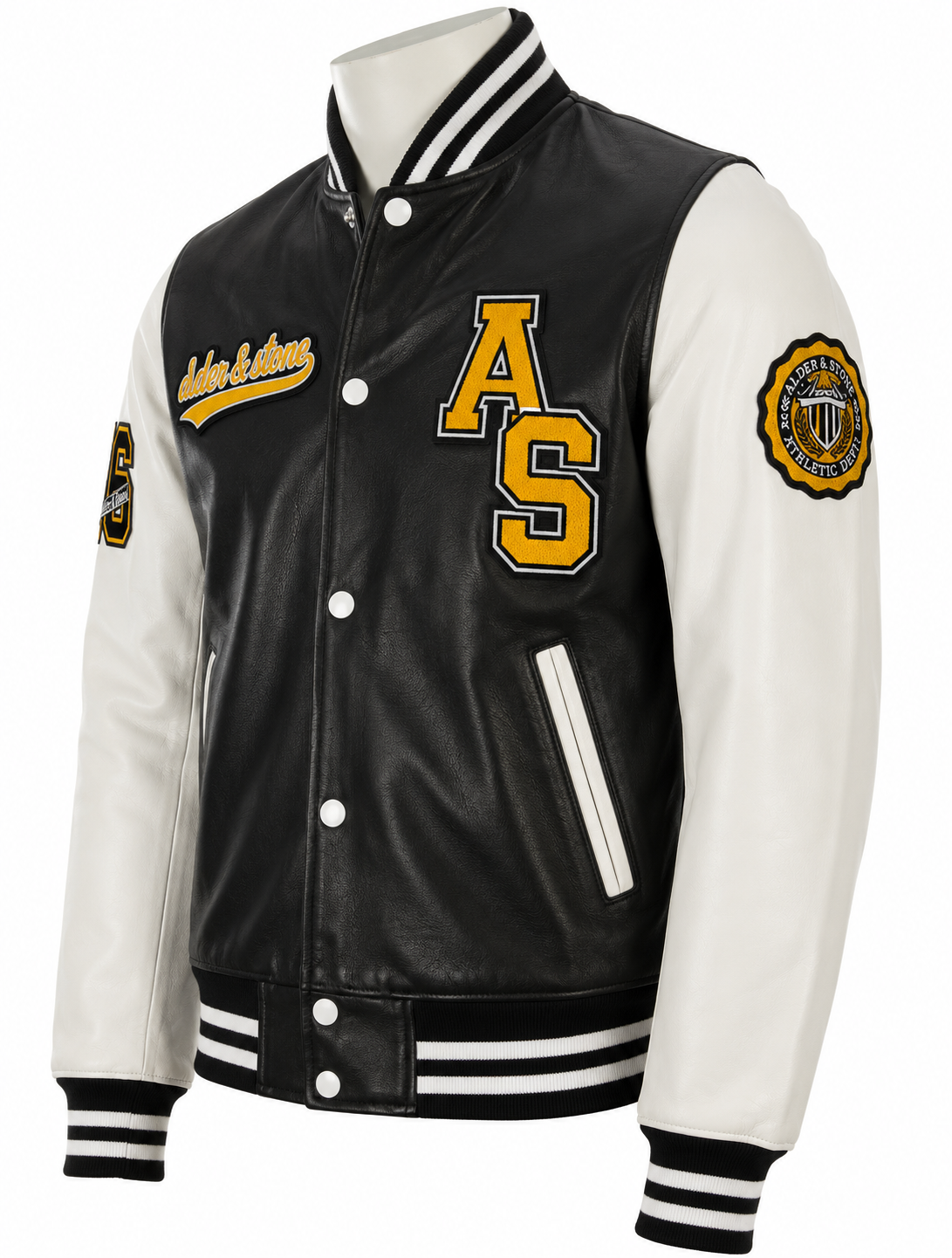 Alder & Stone Men's Varsity Jacket - Black/White