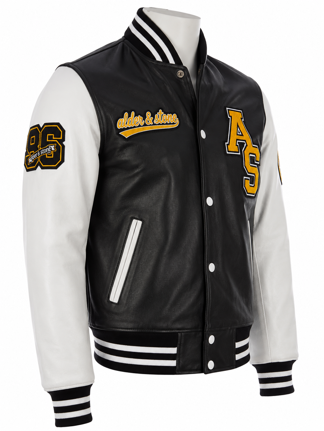 Alder & Stone Men's Varsity Jacket - Black/White