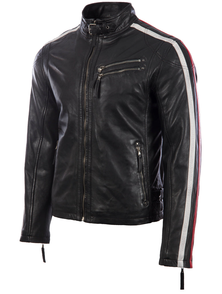 Alder & Stone Men's Racing Biker Jacket - Black