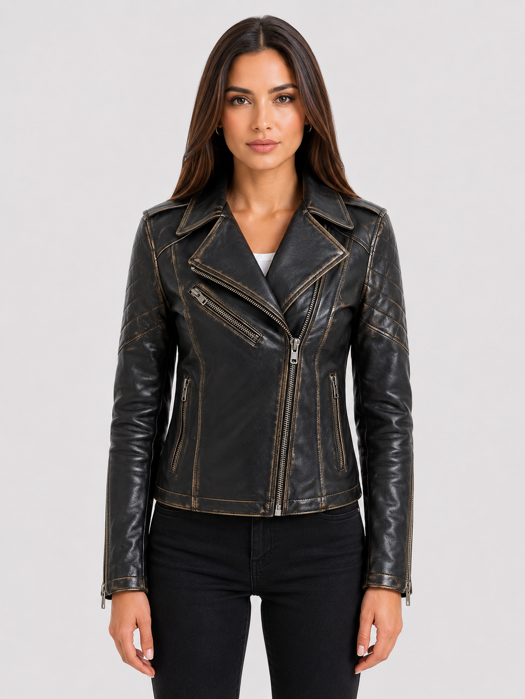 Alder & Stone Women's Biker Jacket - Gold