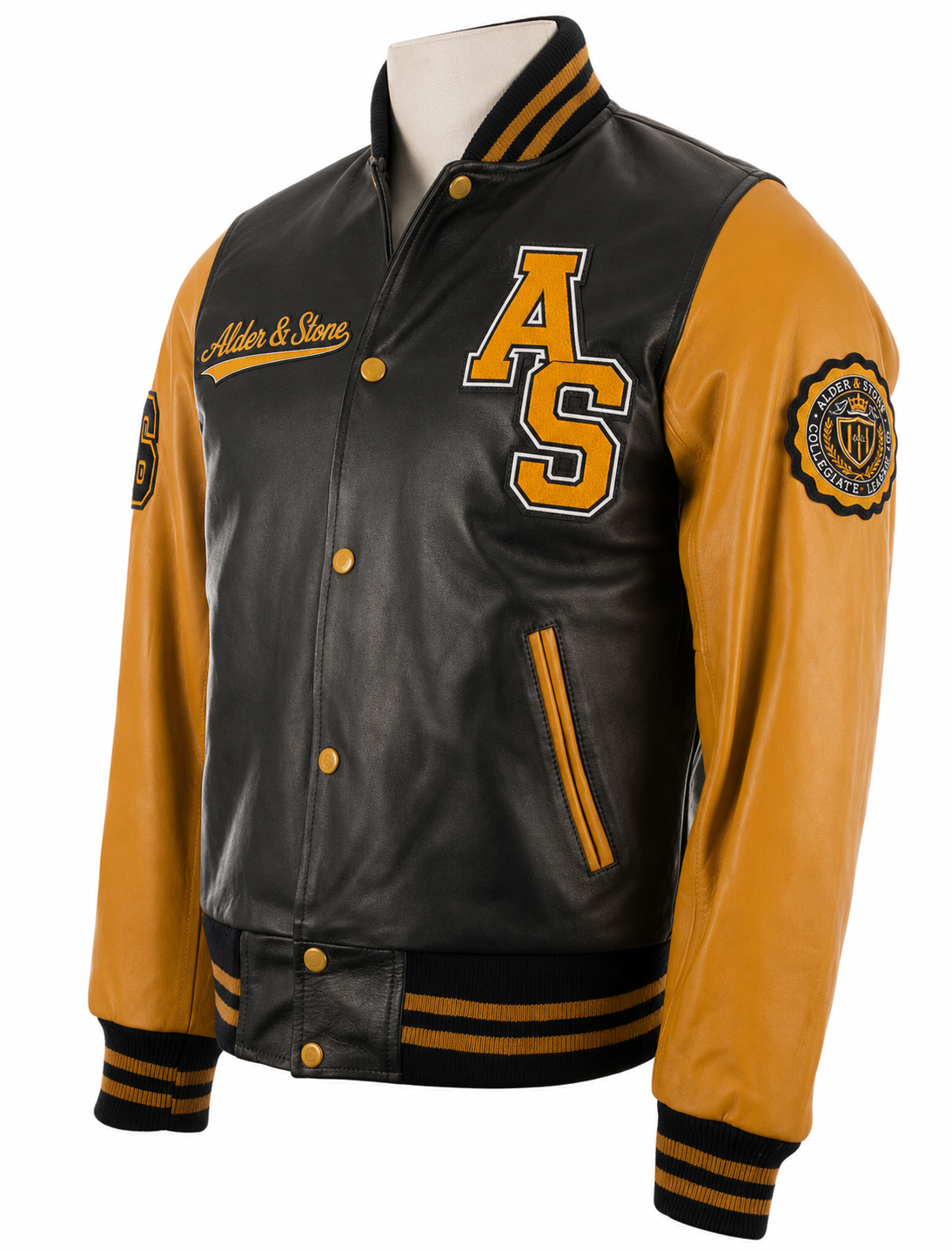 Alder & Stone Men's Varsity Jacket - Navy/Mustard
