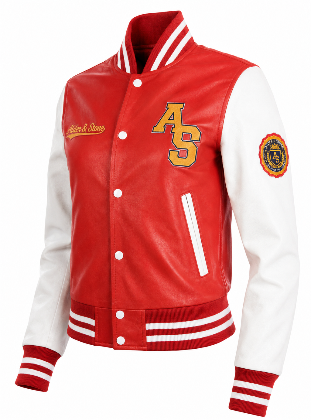 Alder & Stone Women's Varsity Jacket - Red/White