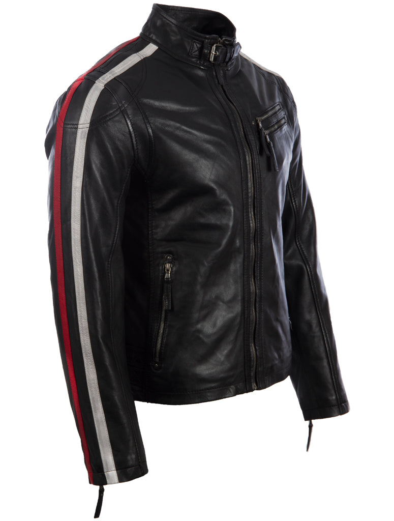 Alder & Stone Men's Racing Biker Jacket - Black