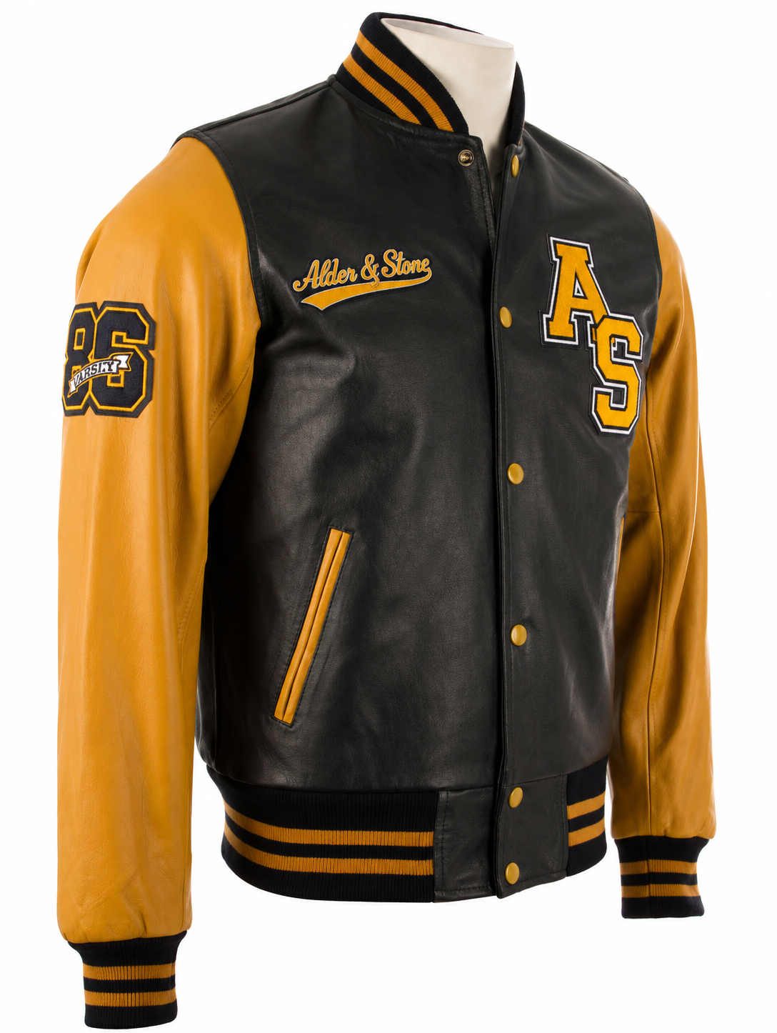 Alder & Stone Men's Varsity Jacket - Navy/Mustard