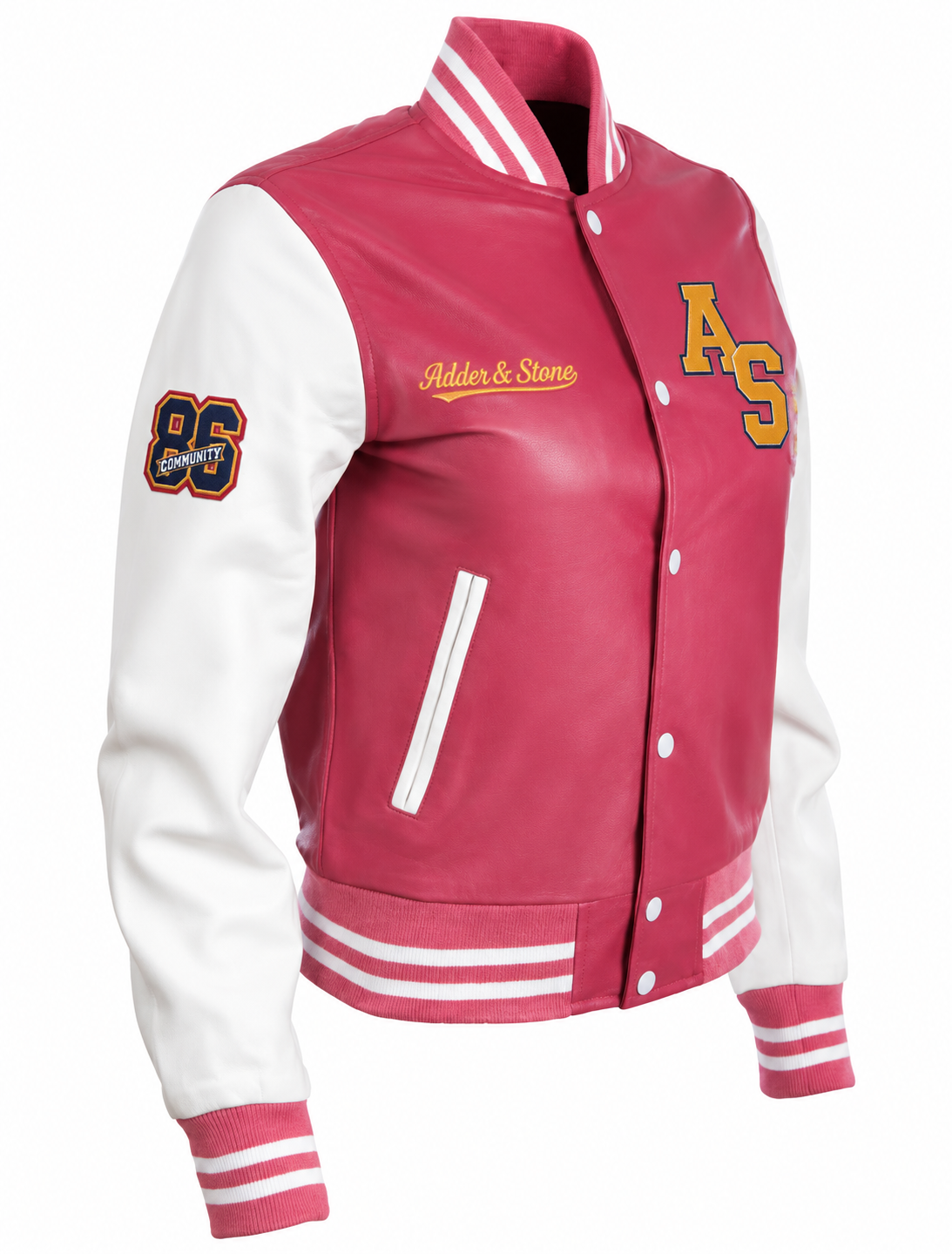 Alder & Stone Women's Varsity Jacket - Pink/White