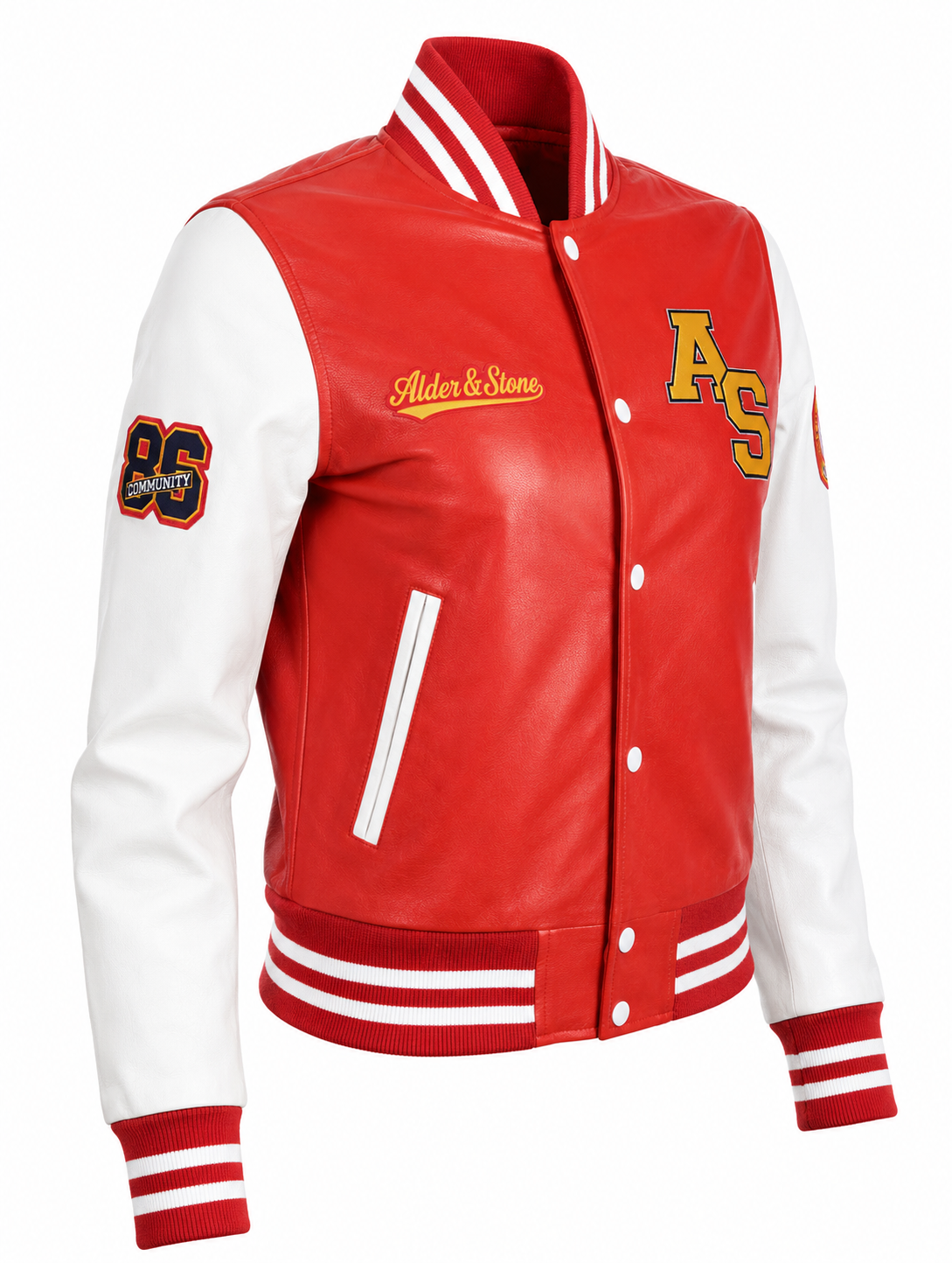 Alder & Stone Women's Varsity Jacket - Red/White