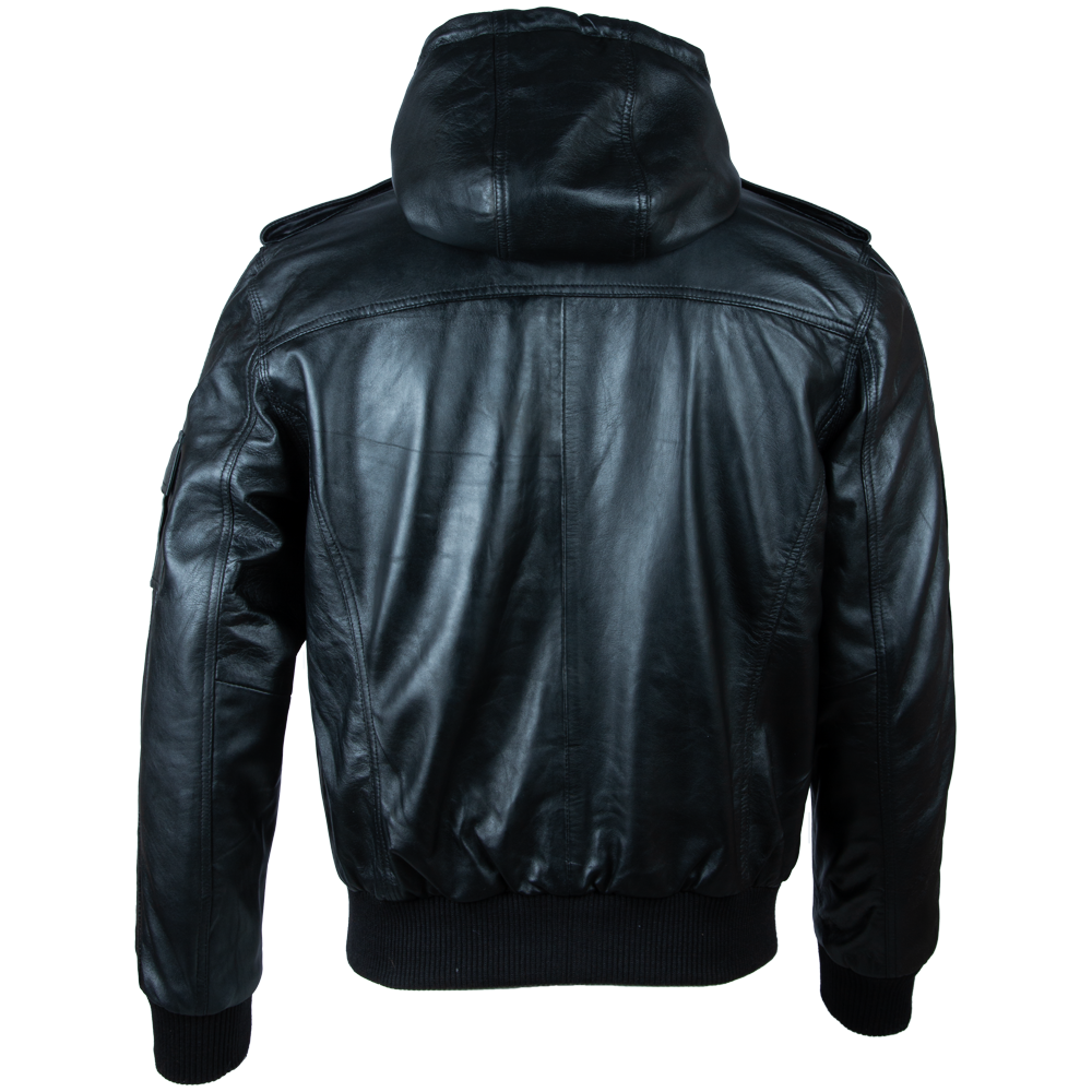 Alder & Stone Men's Hood Bomber Jacket - Black