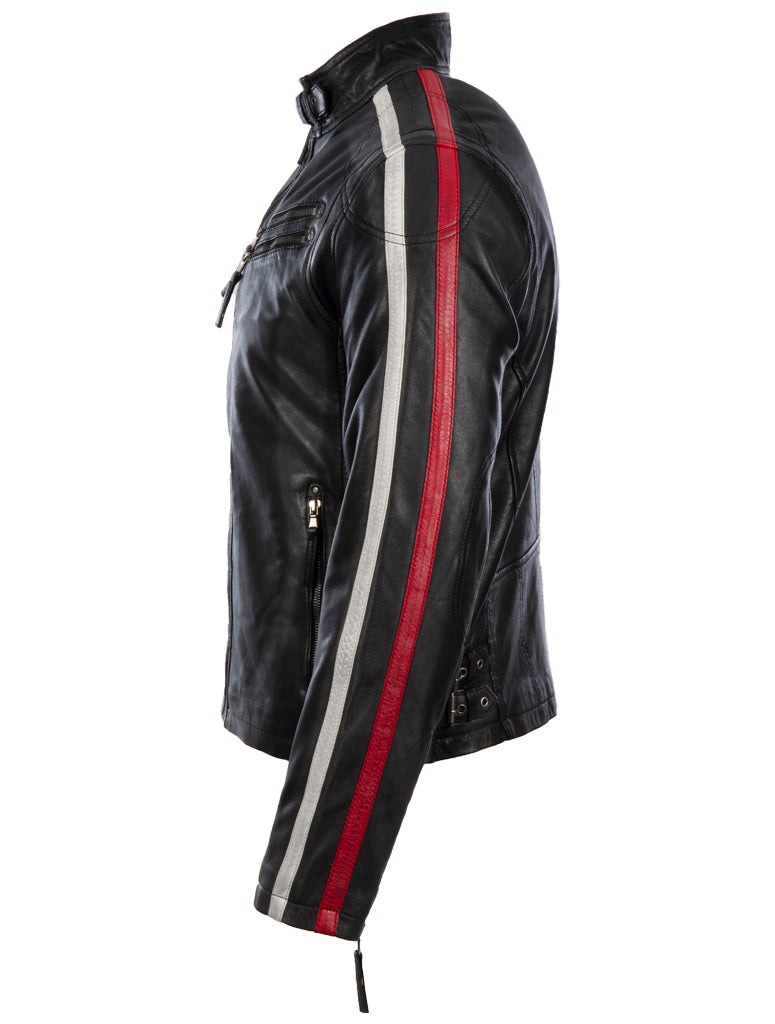 Alder & Stone Men's Racing Biker Jacket - Black