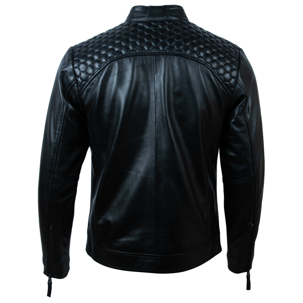 Alder & Stone Men's Hex Honeycomb Biker Jacket - Black