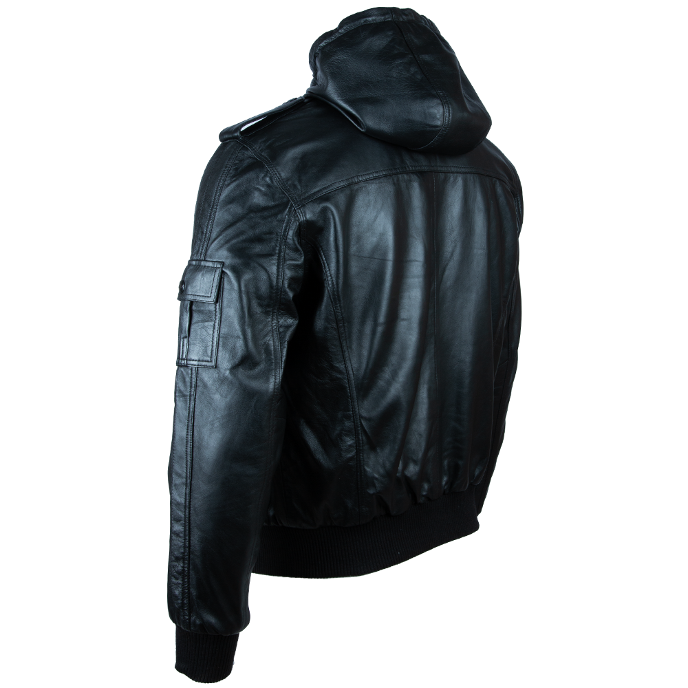 Alder & Stone Men's Hood Bomber Jacket - Black