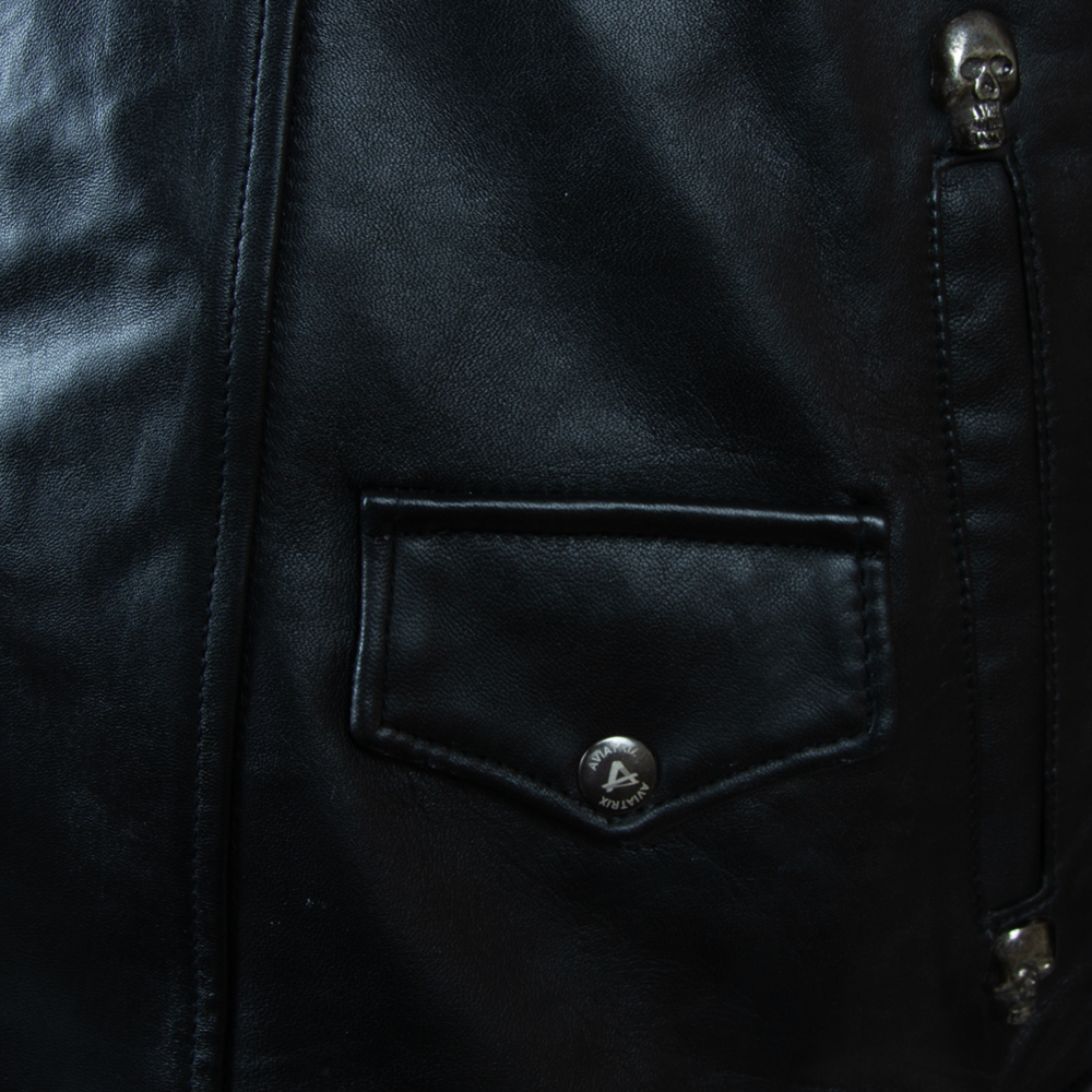 Alder & Stone Men's Skull Biker Jacket - Black