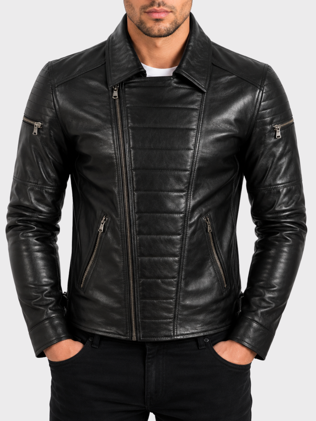99QK Men's Biker Jacket - Black