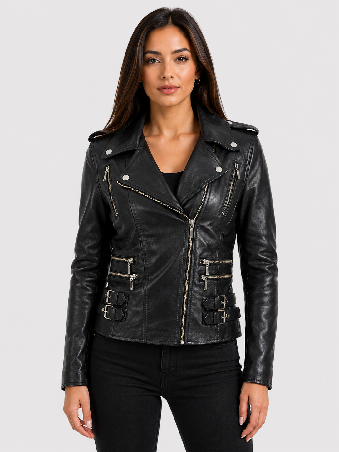 AGSM Women's Biker Jacket - Black