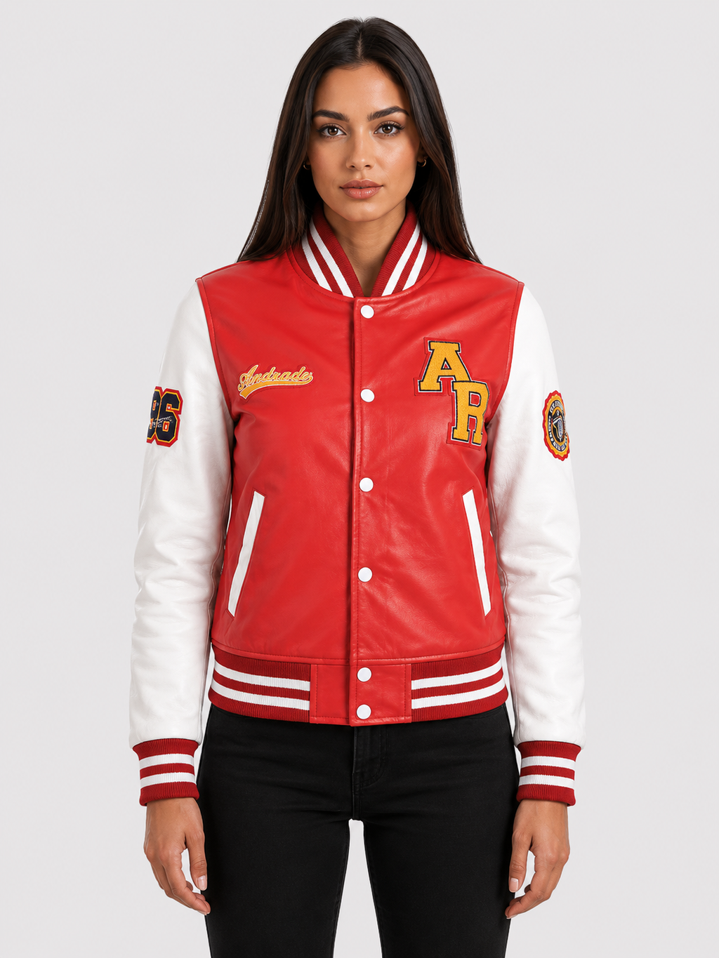 YWVV Women's Varsity Jacket - Red/White
