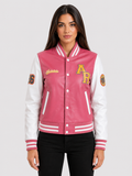 YWVV Women's Varsity Jacket - Pink/White