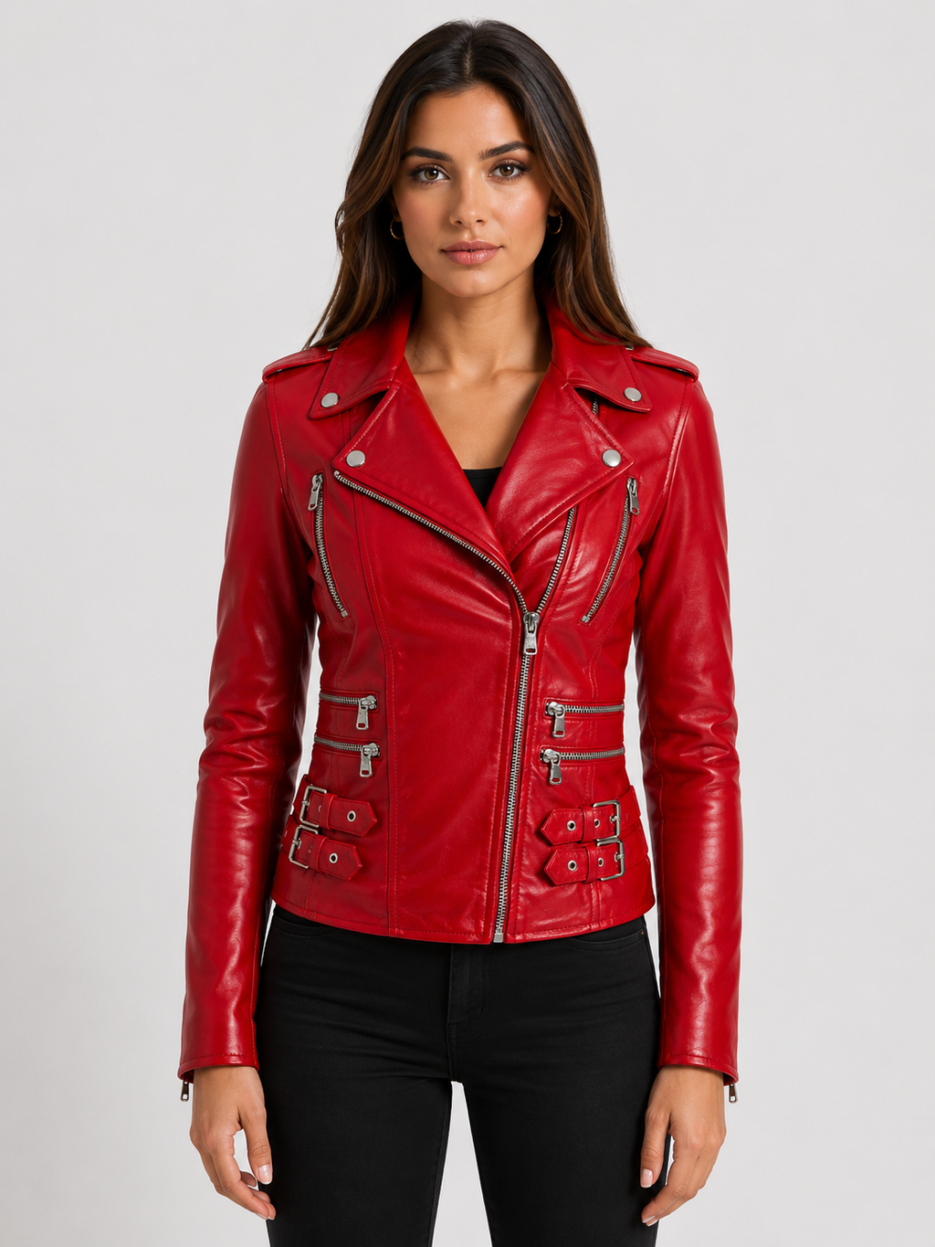 AGSM Women's Biker Jacket - Red