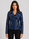 AGSM Women's Biker Jacket - Navy Blue