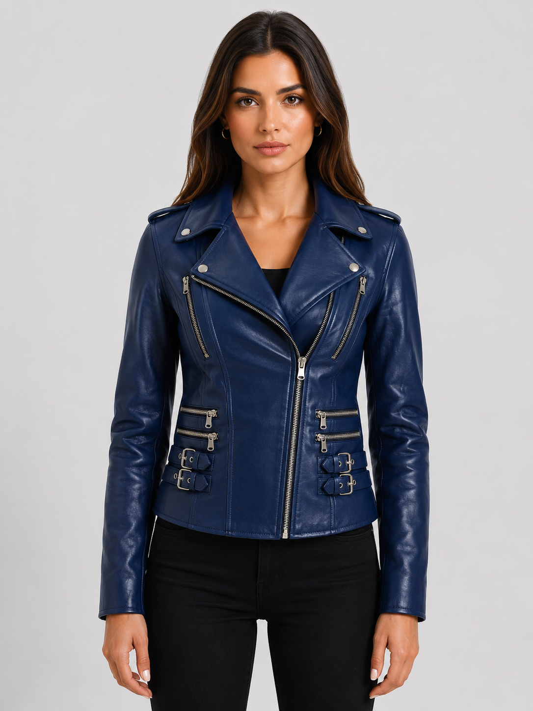 AGSM Women's Biker Jacket - Navy Blue