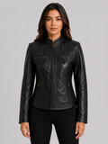 OBFQ Women's Biker Jacket - Black