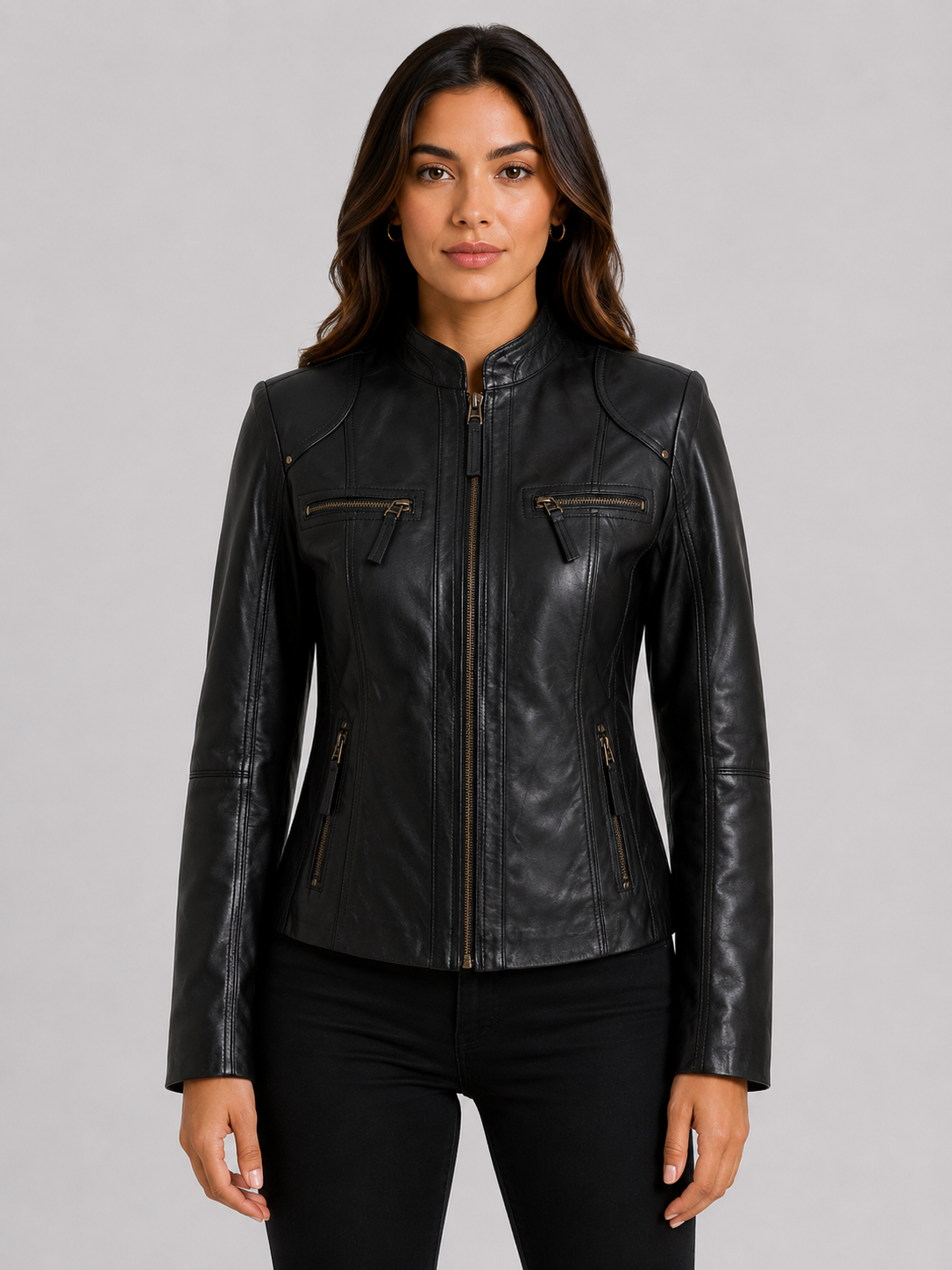 OBFQ Women's Biker Jacket - Black