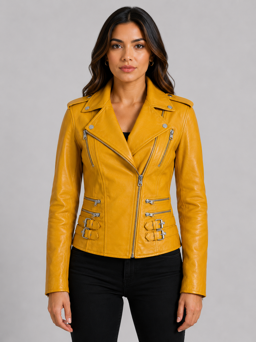 AGSM Women's Biker Jacket - Yellow