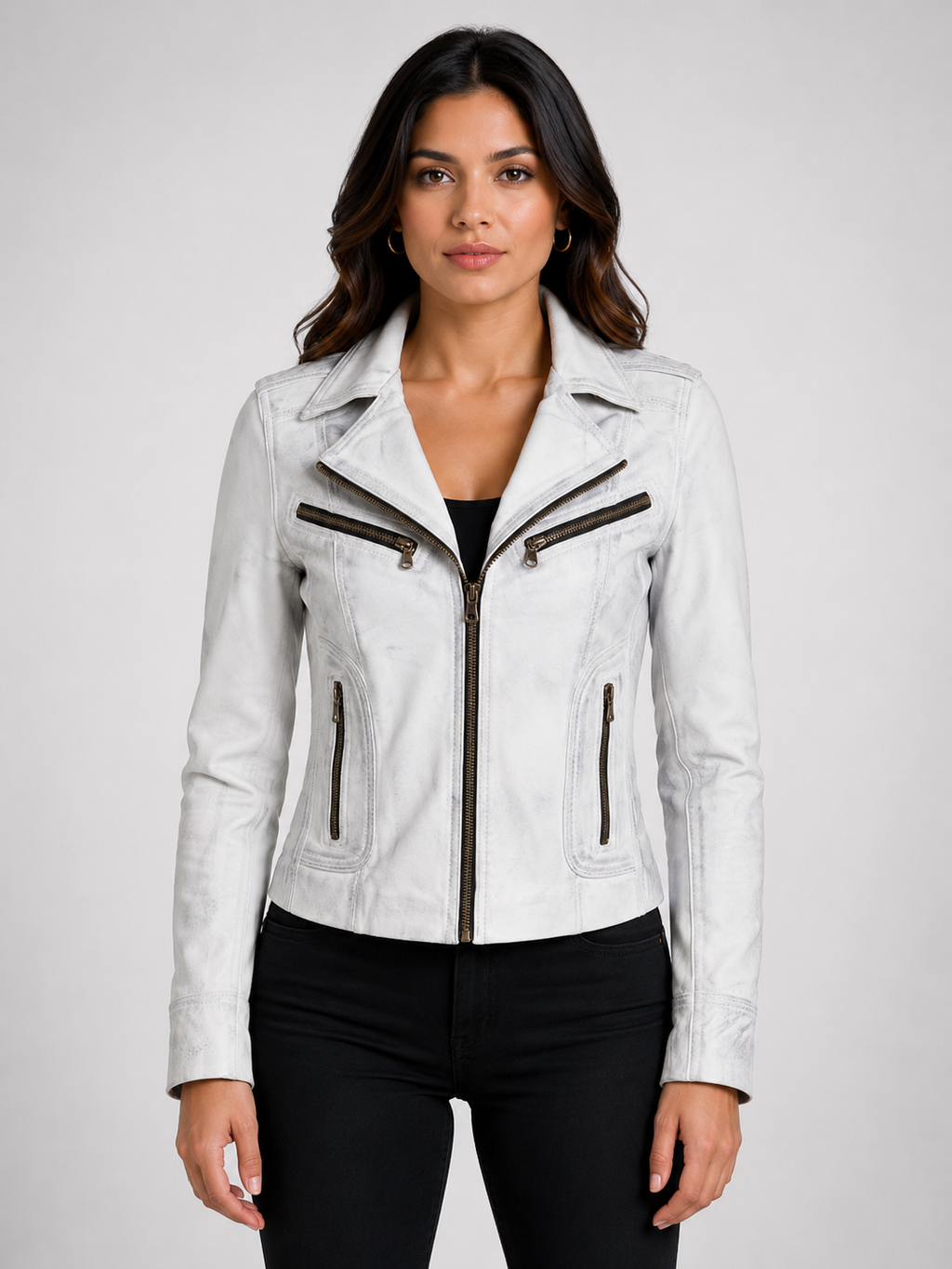 N8UL Women's Biker Jacket - Dirty White