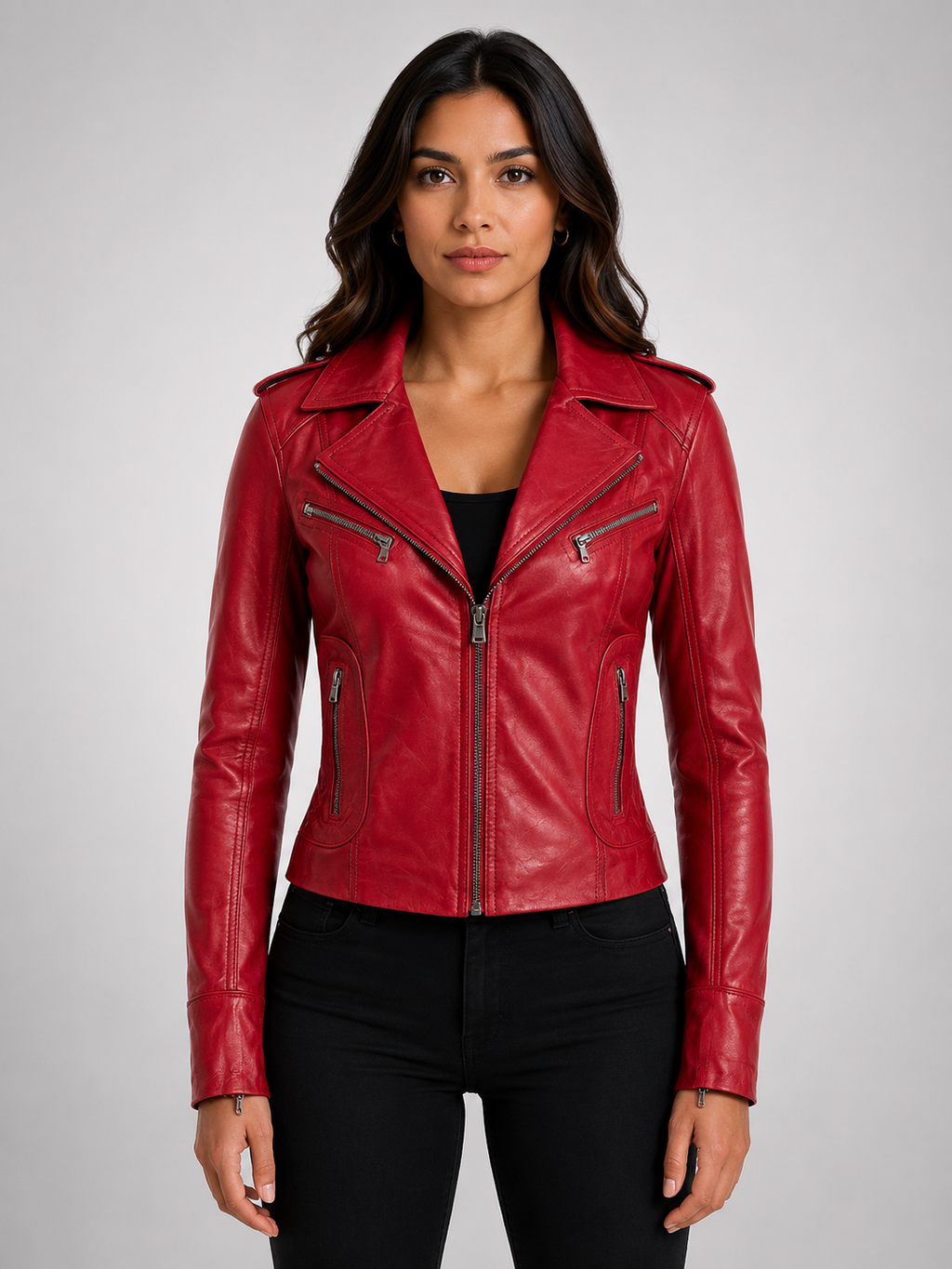 N8UL Women's Biker Jacket - Red