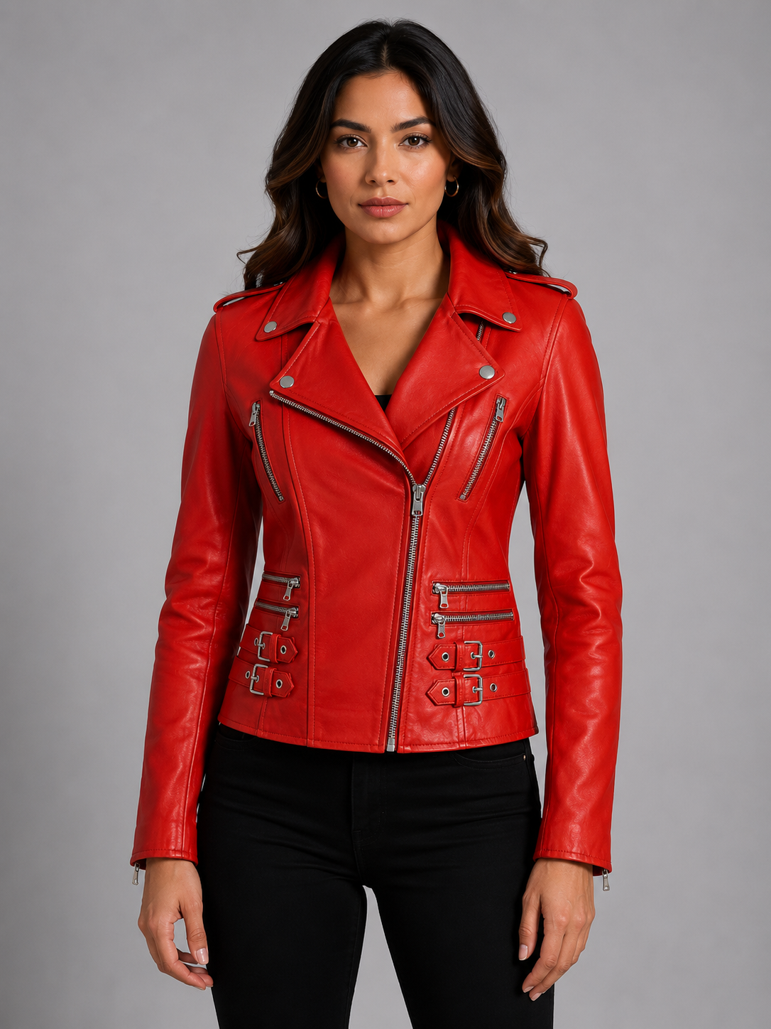 AGSM Women's Biker Jacket - Dark Orange