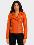 AGSM Women's Biker Jacket - Light Orange