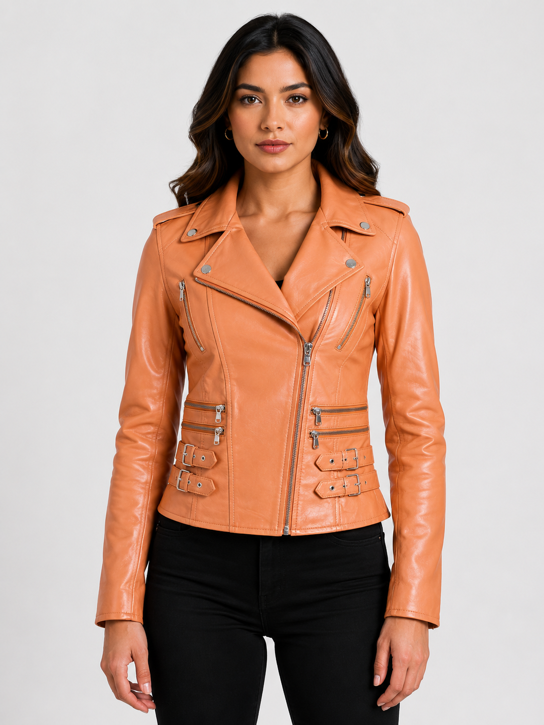 AGSM Women's Biker Jacket - Papaya